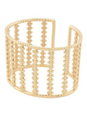 SHAANTI JEWELS Made In India 18kt Gold Plated Textured Cuff Bracelet